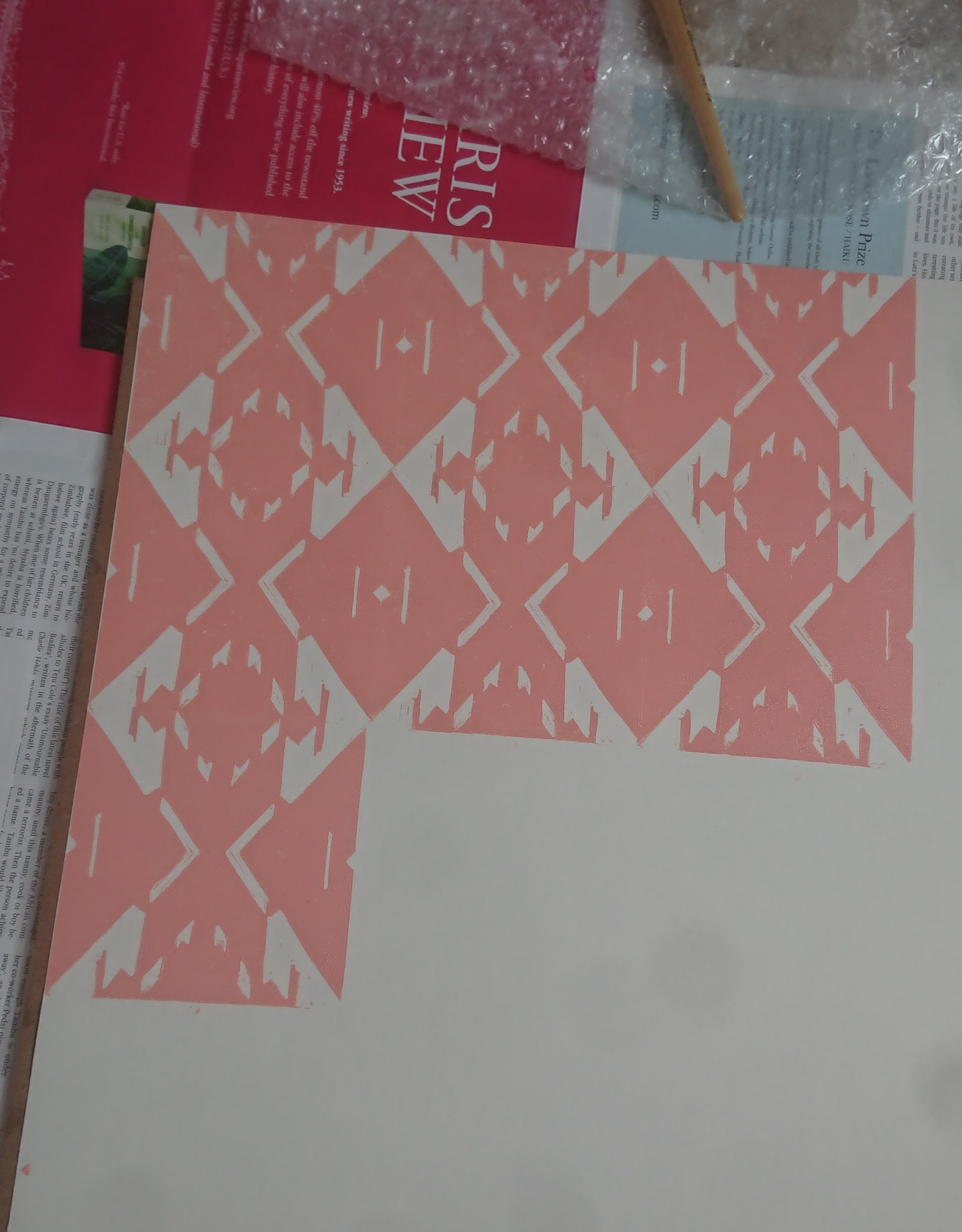 Linocut pattern print